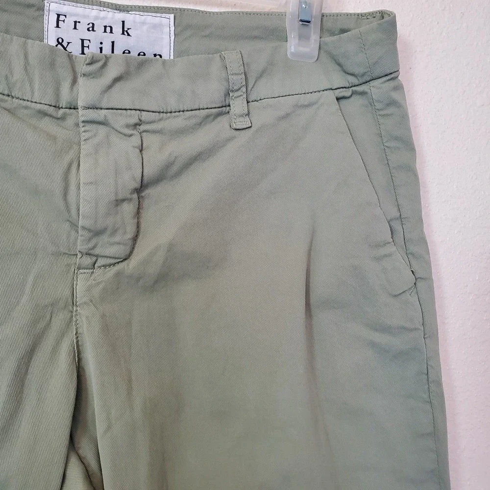 Frank & Eileen Wicklow Italian Cotton Chino Pants Green Size 6 Cropped Raw Hem - Picture 6 of 16